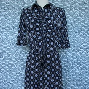 LAUNDRY Chain print Black White Button Dress